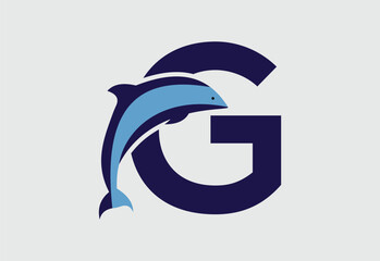 Dolphin vector illustration and letter G for icon,