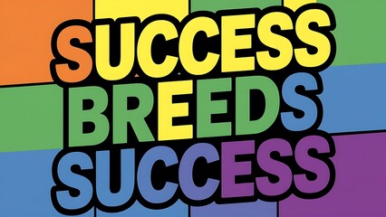 Naklejka premium Success Breeds Success colorful background (T-shirt Design Motivational Quote, Illustration ,Typography)