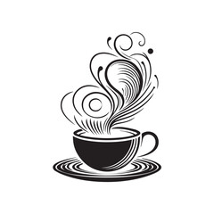  a minimalist line art illustration of a coffee cup 