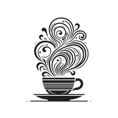  a minimalist line art illustration of a coffee cup 