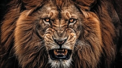 Fototapeta premium Close-up Portrait of a Roaring Lion