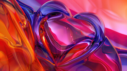 Fototapeta premium Love and Unity. Bright colored heart on a vibrant background. Happy mood