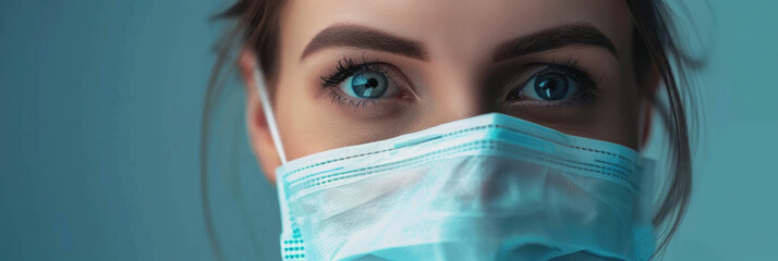 Allergist's Day. the girl in the antiviral mask. a doctor in a surgical mask.