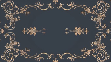 Frame border ornament. Decor line design pattern, flower luxury decoration. Book element, antique ornate classic floral. Elegant baroque label old filigree calligraphy shapes. Vector retro garish c