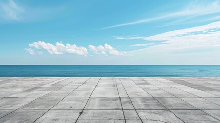 A view of the ocean from a concrete floor, perfect for architecture and design concepts