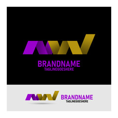 Elegant MW letter logo with luxury concept. M and W letter logo design, purple and gold colors. for company logo, business, web design, etc. transparent background