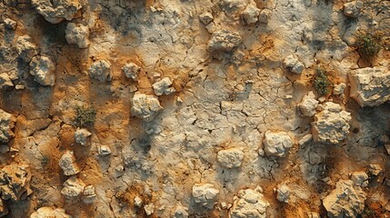 Rugged and Weathered Rock Formation with Cracks and Textures