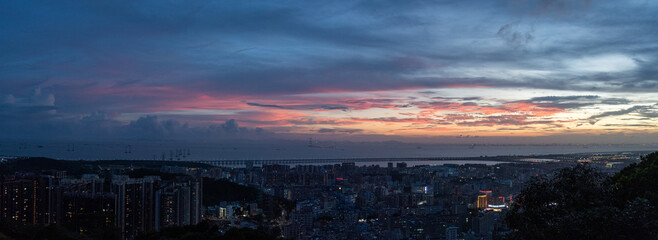 sunset afterglow over the shenzhong bridge