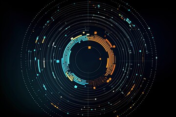 Obraz premium Creative digital tech circle on dark backdrop. Big data and technology concept register your personal data details information