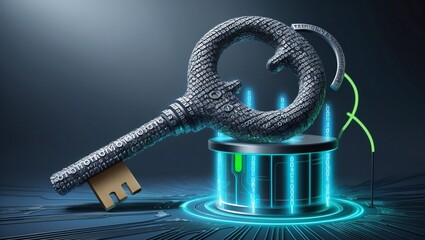 cyber security key, illustration