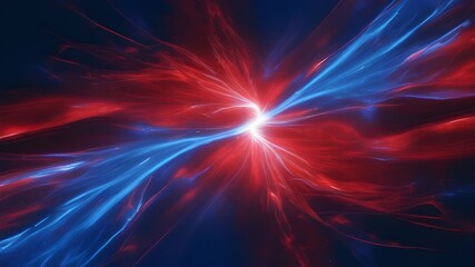 Fototapeta premium Red and blue lights colliding