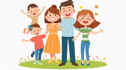 happy family with children cartoon pic happyfamilly 