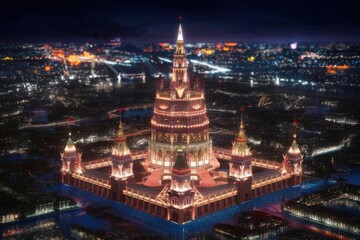 Naklejka premium Iconic Landmark with Nighttime City Lights
