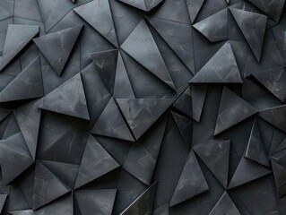 Black textured surface with interlocking triangular shapes, Black Texture, Modern Geometry