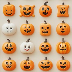 set of halloween pumpkins