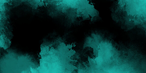 85abstract cloud and vapor texture background. Black and Green smoke aquarelle smudge illustration smooth grungy smokey light pastel colors ink glow. Teal color powder explosion .