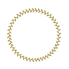 Gold Glittering Circle Of Paint Golden Glitter Texture. Abstract Circle Frame Transparent Background