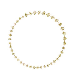 Gold Glittering Circle Of Paint Golden Glitter Texture. Abstract Circle Frame Transparent Background