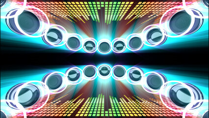 Disco club party audio speaker CG 3D illustration