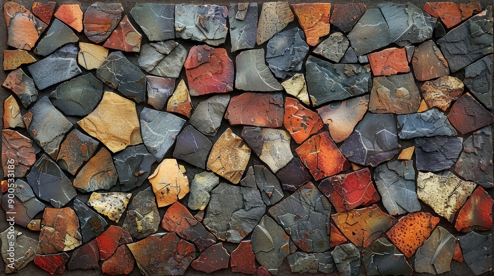 Poster Vibrant Mosaic of Natural Stone Textures and Colors