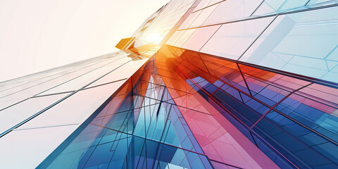 Fototapeta premium Architectural Abstracts: Abstract views of buildings and structures, highlighting unique angles and perspectives.