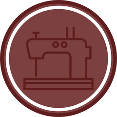 Sewing Machine Vector Line Double Circle Maroon