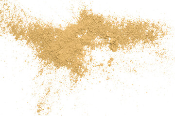 Light brown powder isolated on transparent background.