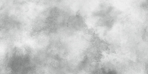 Abstract white and gray isolated cloud cumulus clouds. Gray aquarelle painted realistic fog or mist smoky textured canvas design. White and ash messy wall stucco texture background.