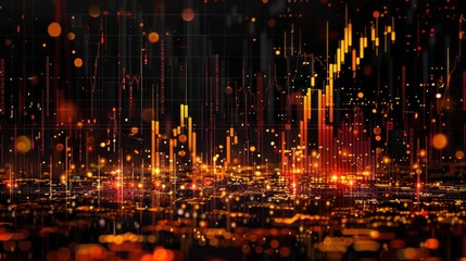 Fototapeta premium Abstract Cityscape with Financial Data
