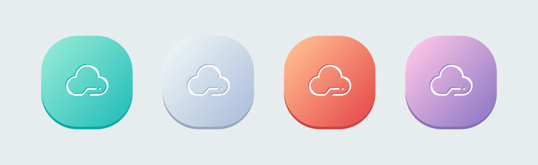Cloud computing line icon in flat design style. Server signs vector illustration.