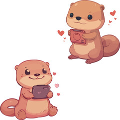 Cute Otters with Cameras