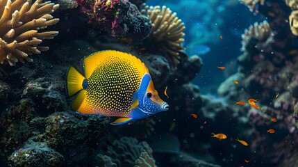 Poisson ange &agrave; trois t&acirc;ches - Nouvelle Cal&eacute;donie. 