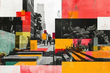 Contemporary Art Collage of San José's Markets and Urban Parks

