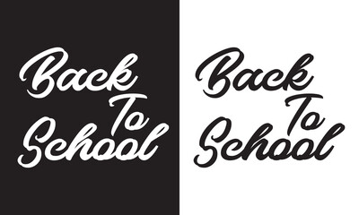 Back To School typography clip art design on plain white and black isolated background for card, shirt, hoodie, sweatshirt, apparel, tag, mug, icon, poster or badge. Vector illustration. EPS 10