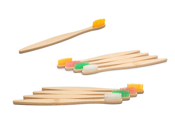 Bamboo toothbrush isolated on a white background.