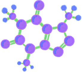 An illustrated diagram featuring icons representing the formulas of chemical elements and molecules