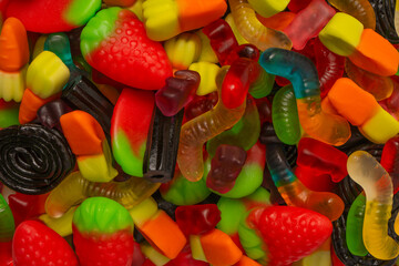 Assorted colorful gummy candies. Jelly  sweets.