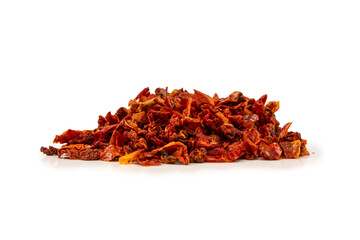 Dried tomatoes isolated on a white background.