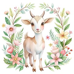 Goat Surrounded by sea anemones. ai generative image.