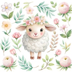 Sheep Surrounded by sea anemones. ai generative image.