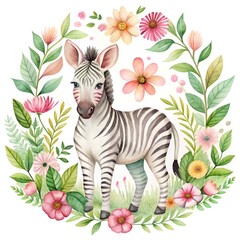 Zebra Surrounded by sea anemones. ai generative image.