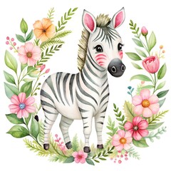 Zebra Surrounded by sea anemones. ai generative image.