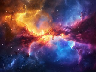 Fototapeta premium Colorful galaxy with bright stars and cosmic clouds