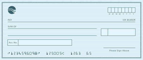 Blank bank cheque template design. Bank check template