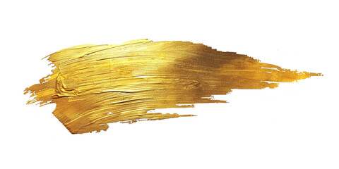 Elegant Gold Brush Stroke on White Background , Minimalist Artistic Design Element