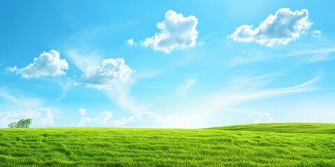 Obraz premium Agricultural Bounty: Lush Green Crops Flourishing Under a Pristine Blue Sky