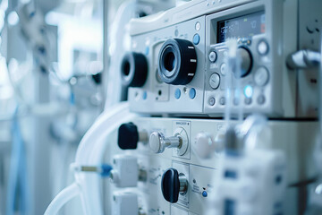 Medical equipment, cardiogram machines and instruments, essential for surgery and patient safety.