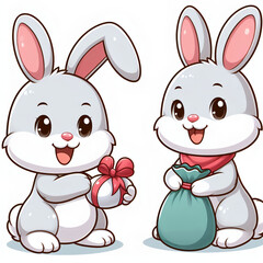 Cartoon image of a cute bunny, isolate, white background 