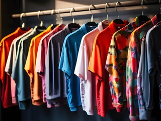 Obraz premium variety of clothes on hangers