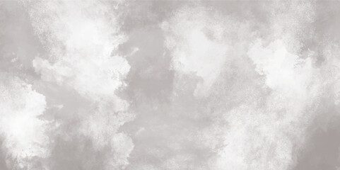 Abstract white and gray isolated cloud cumulus clouds. Gray aquarelle painted realistic fog or mist smoky textured canvas design. White and ash messy wall stucco texture background.